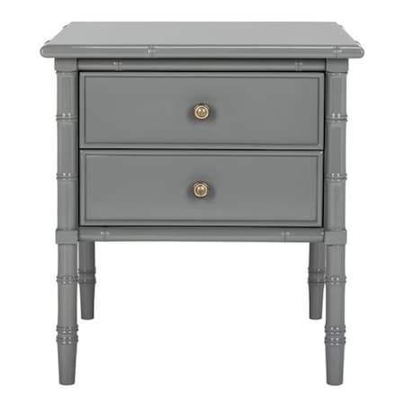 Safavieh 25 In. Mina Modern Coastal 2 Drawer Bamboo Night Stand, Grey NST3501C